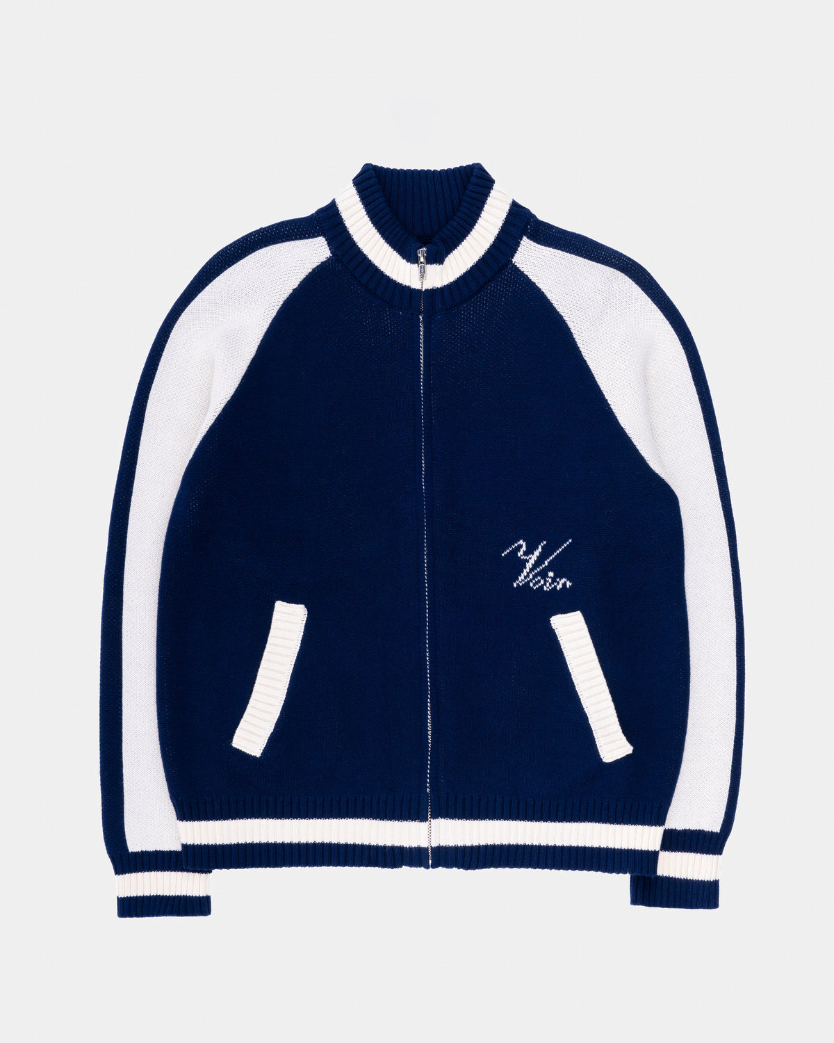 Voir Dire Zip Up Knit Cardigan (Navy Blue)