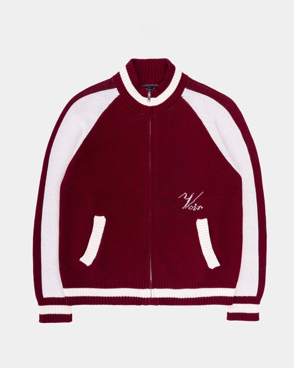 Voir Dire Zip Up Knit Cardigan (Maroon)