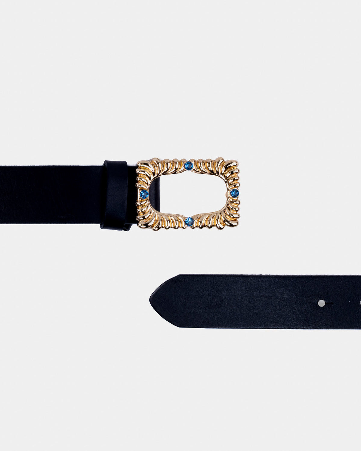 Voir Dire Buckle Leather Belt (Black)